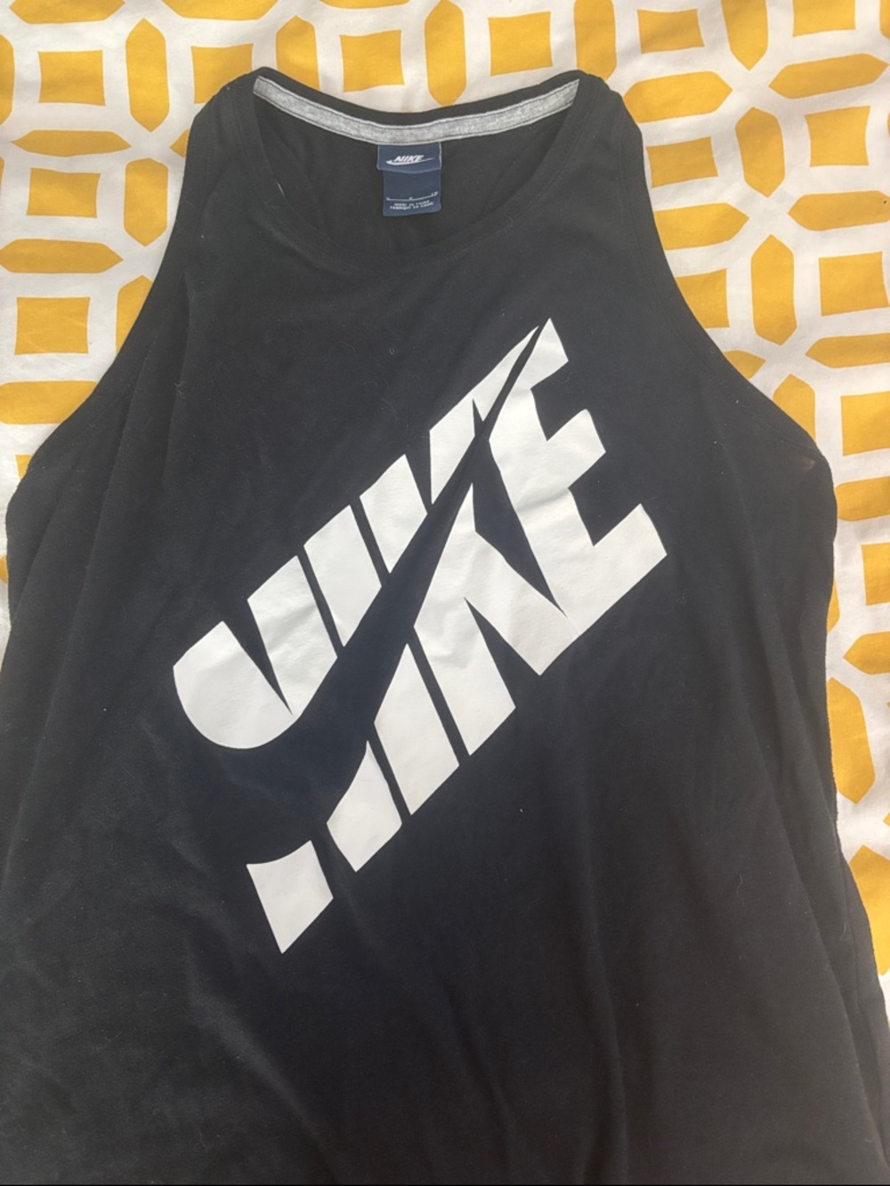Nike Black Racerback Tank Top with White Logo Tag